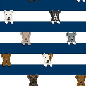 pitbull stripes dog breed fabric navy