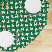 japanese spitz christmas fabric dog breed green