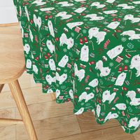 japanese spitz christmas fabric dog breed green