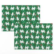 japanese spitz christmas fabric dog breed green