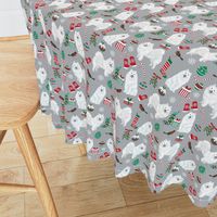 japanese spitz christmas fabric dog breed grey