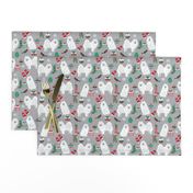 japanese spitz christmas fabric dog breed grey