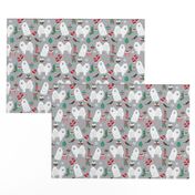 japanese spitz christmas fabric dog breed grey