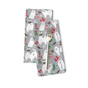 japanese spitz christmas fabric dog breed grey