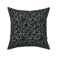 6" Western Autumn Blue and Gold Florals Black