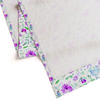 Sweet garden in purple and blue || watercolor floral pattern 