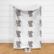 Baby Boy Elephant with Crown and Stars Pillow