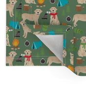 yellow labrador camping outdoors dog breed fabric green