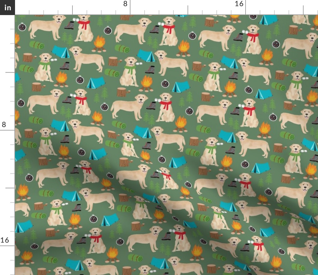 yellow labrador camping outdoors dog breed fabric green