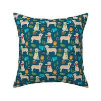 yellow labrador camping outdoors dog breed fabric navy