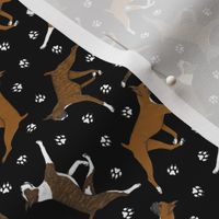 Tiny Trotting Boxers and paw prints - black