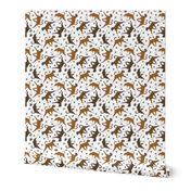 Trotting natural Boxers and paw prints - white