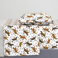 Trotting natural Boxers and paw prints - white