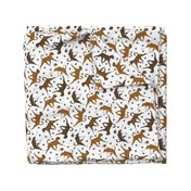 Trotting natural Boxers and paw prints - white