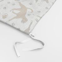 Trotting natural Boxers and paw prints - white