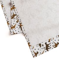 Trotting natural Boxers and paw prints - white