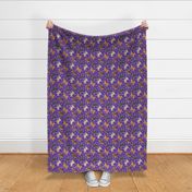 Trotting Shiba Inu and paw prints - purple