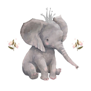 18"x21" floral baby elephant for pillows