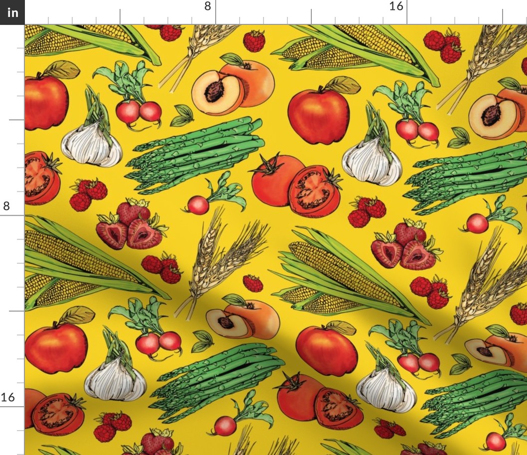 Fruits + Veggies on Yellow