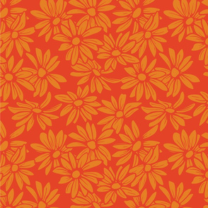 Flower - Orange on Red