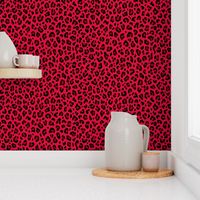 ★ LEOPARD PRINT in CHERRY RED ★ Medium Scale / Collection : Leopard spots – Punk Rock Animal Print