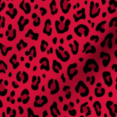 ★ LEOPARD PRINT in CHERRY RED ★ Medium Scale / Collection : Leopard spots – Punk Rock Animal Print