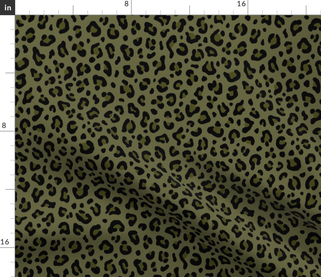 ☆ CAMO LEOPARD - LEOPARD PRINT in OLIVE Fabric | Spoonflower