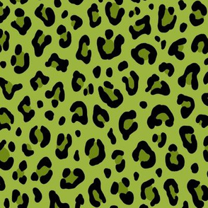★ PSYCHOBILLY LEOPARD – LEOPARD PRINT in LIME GREEN ★ Medium Scale / Collection : Leopard spots – Punk Rock Animal Print