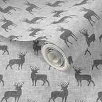 (small scale) grey bucks on light grey linen