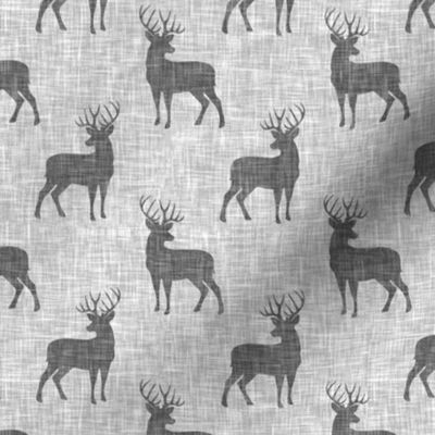 (small scale) grey bucks on light grey linen