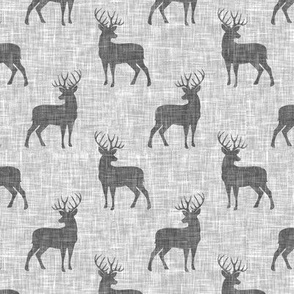 (small scale) grey bucks on light grey linen