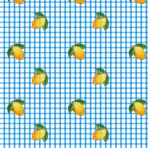 blue gingham w lemons