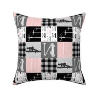 (3" small scale) lineman patchwork - pink (90) plaid