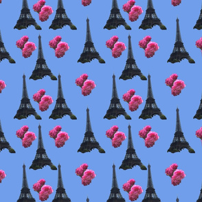 Eiffel Tower and Pink Roses