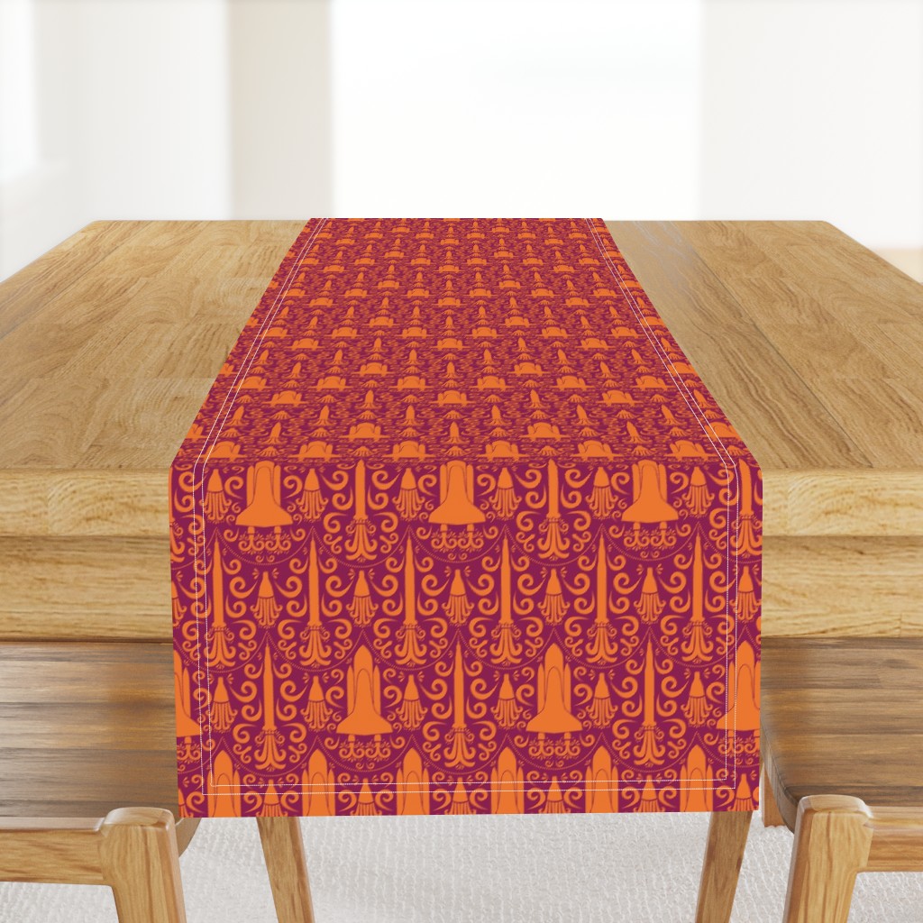 Rocket Science Damask (Maroon and Orange)