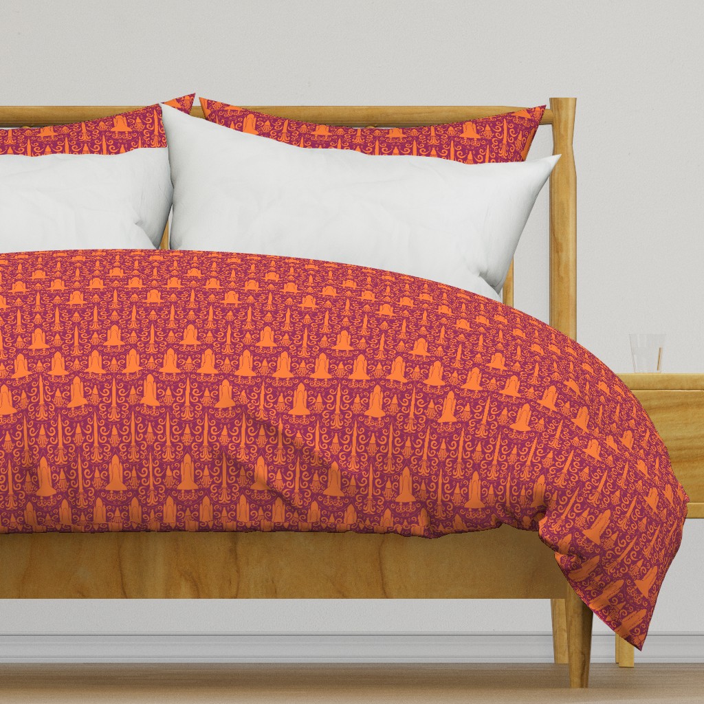 Rocket Science Damask (Maroon and Orange)