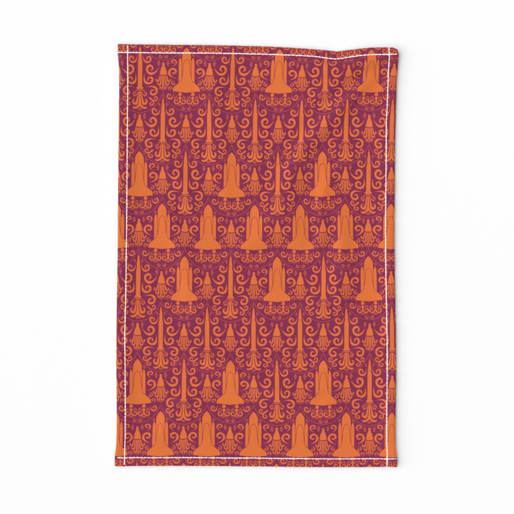 Rocket Science Damask (Maroon and Orange)