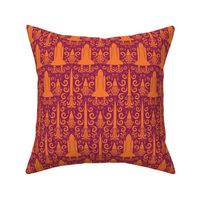 Rocket Science Damask (Maroon and Orange)