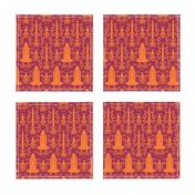 Rocket Science Damask (Maroon and Orange)