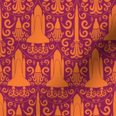 Rocket Science Damask (Maroon and Orange)