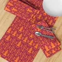 Rocket Science Damask (Maroon and Orange)