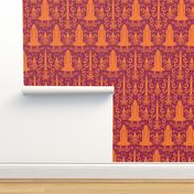 Rocket Science Damask (Maroon and Orange)