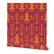 Rocket Science Damask (Maroon and Orange)