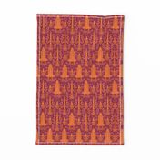 Rocket Science Damask (Maroon and Orange)