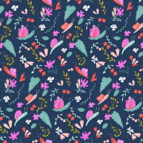 Snail floral navy