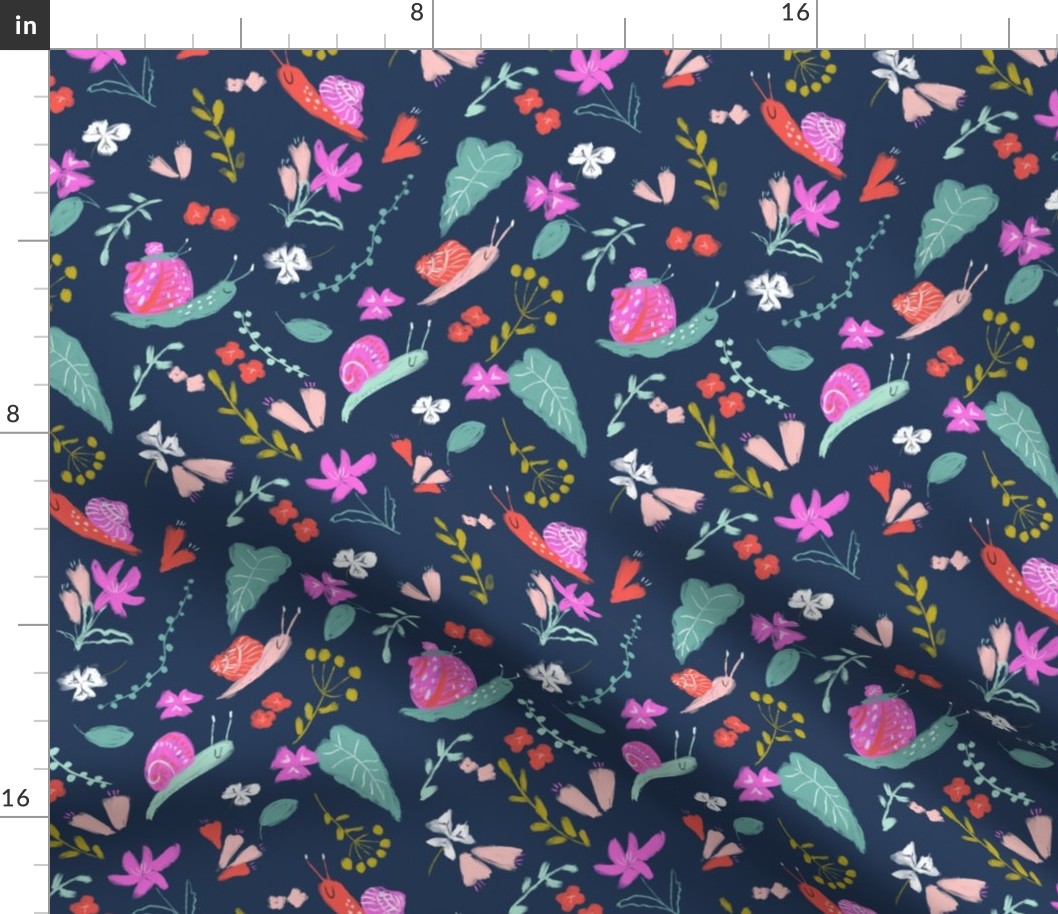 Snail floral navy