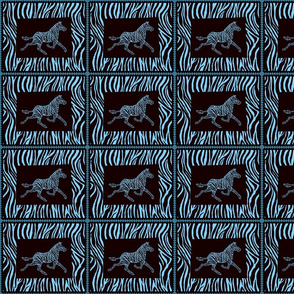 Zebra in black and turquoise