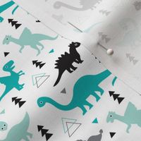 Adorable dino boys fabric with black and blue dinosaur geometric triangles and funky animal illustration theme for kids xs