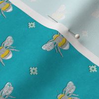 Bee Stamped Emblem on Turquoise