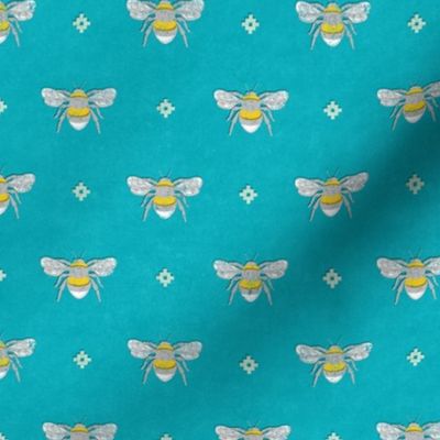 Bee Stamped Emblem on Turquoise